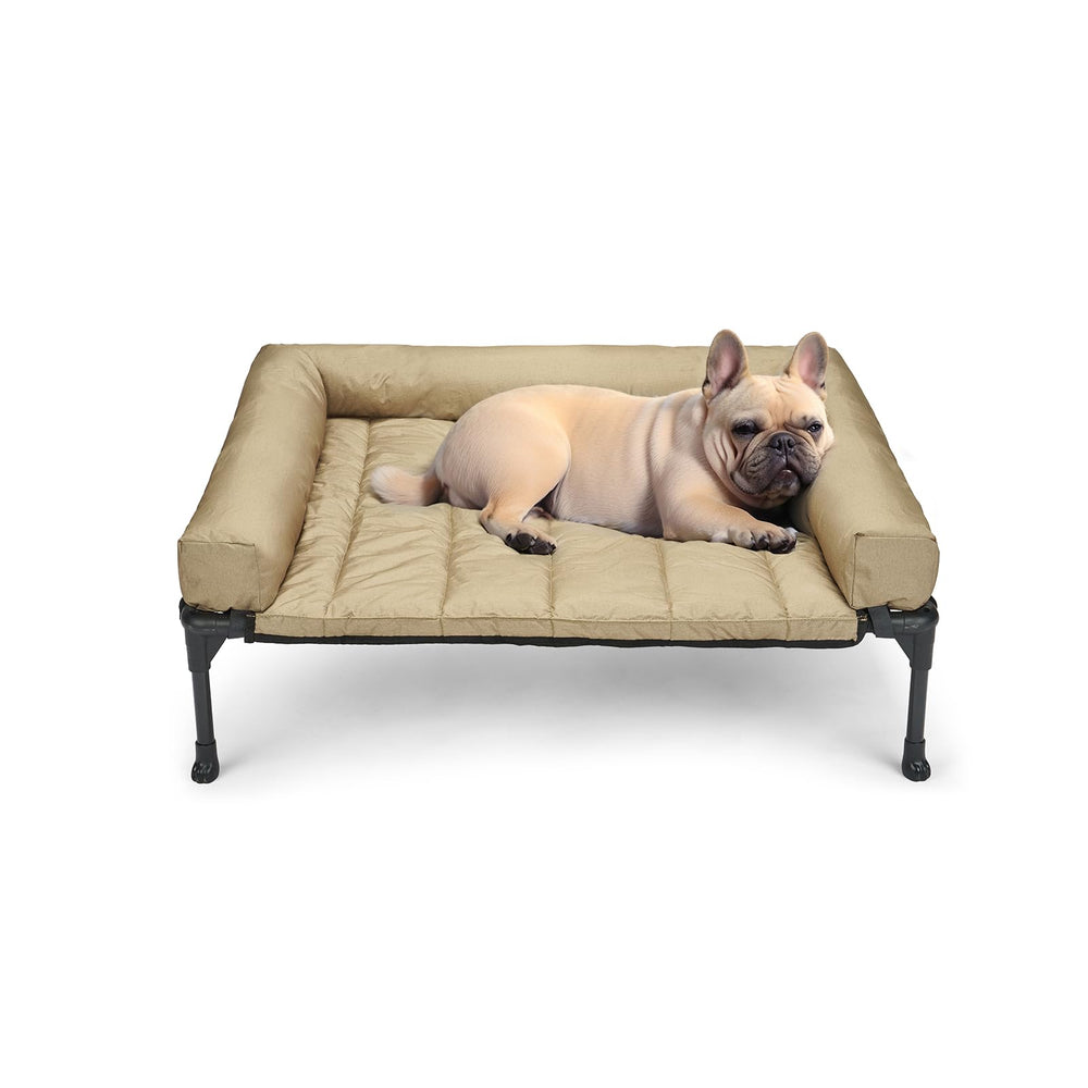 Veehoo cooling elevated dog bed frame showcases sturdy construction and elevated support.