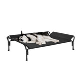 Veehoo cooling elevated dog bed side view shows spacious lounging space for larger dogs