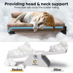 Veehoo elevated dog bed mesh center promotes airflow for cooling sessions.