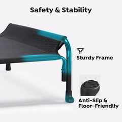 Veehoo bed with non-slip feet protects floors and reduces sliding
