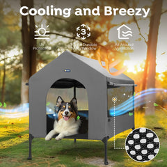 Veehoo 41inch dog house three-sided mesh windows improve fresh air for pets.