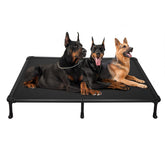 Veehoo chew-proof elevated bed frame shows durable rustproof aluminum for indoor/outdoor use