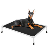 Veehoo chew-proof elevated dog bed with silver frame for durable indoor-outdoor use