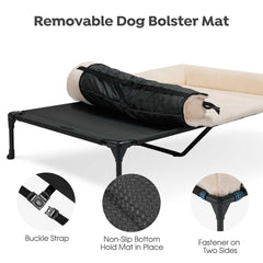 Veehoo raised-design bed with non-slip feet keeping large dogs secure.