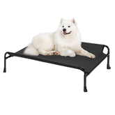 Veehoo elevated dog bed front view showing raised platform for cooling and comfort.