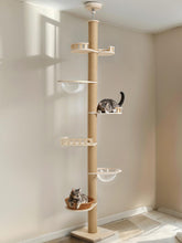 Veehoo floor-to-ceiling cat tree fully assembled showcases height for indoor play