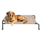 Veehoo Original Elevated Dog Cot Bed outdoor setup emphasizes breathable comfort for sunny naps.
