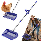 VEEMI 2-in-1 chicken poop scooper rake blue for efficient coop cleaning