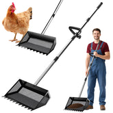 VEEMI chicken poop scooper and rake with extended handle for standing cleaning