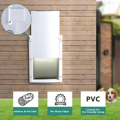 Vegeggs pet door interior frame shows smooth operation for easy indoor outdoor transitions.