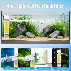 Vehipa 225 GPH flow-rate demonstrates strong filtration for 40–70 gallon aquariums