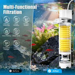 Vehipa quiet operation image highlights whisper-quiet performance for home and office tanks
