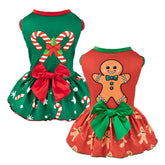 Vehomy Christmas Day dress front view shows festive red-green motif for holiday photos.