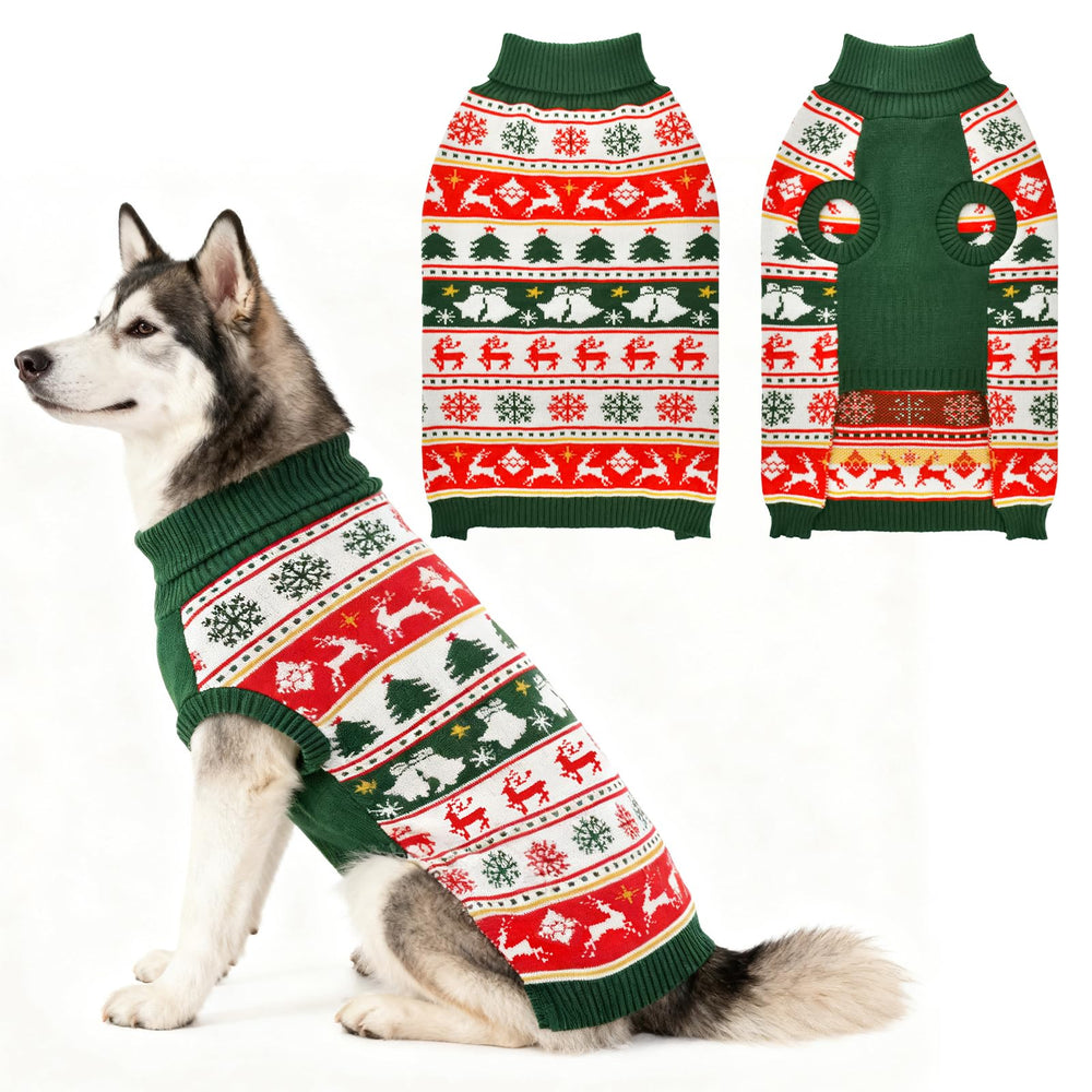 Vehomy dog christmas sweater warm turtleneck knit keeps dogs cozy on winter walks.