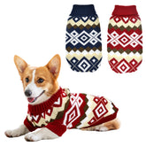 Vehomy navy blue plaid sweater for pets keeps cats and dogs warm on winter walks