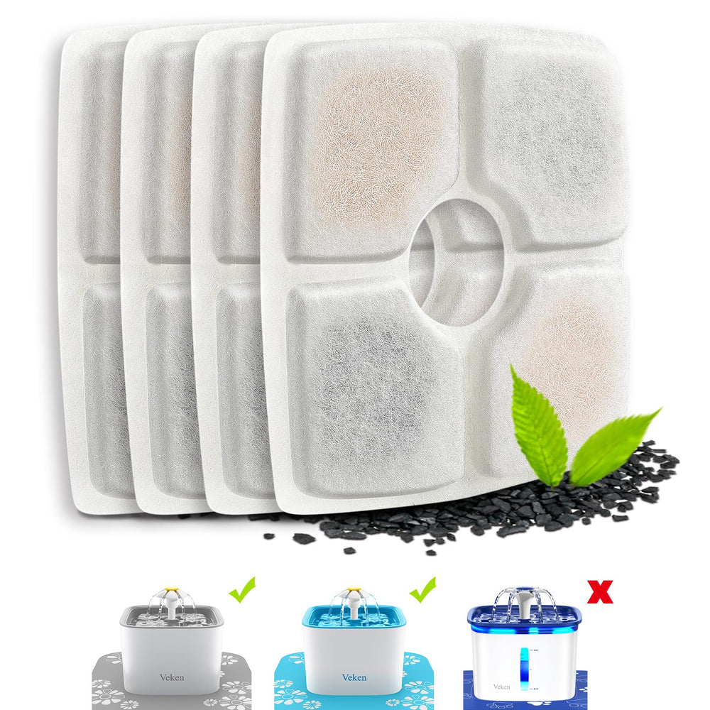 Veken 4-pack replacement filters for the 84oz fountain deliver fresher water for pets.