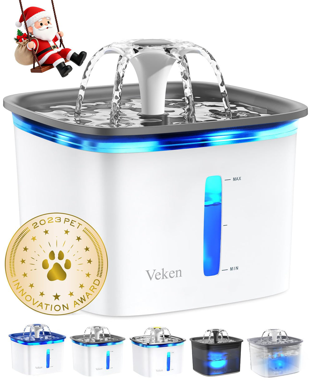 Veken 95oz fountain water tank view for easy monitoring in multi-pet homes.