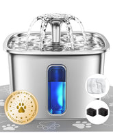 Veken innovation-award-winner stainless-steel fountain shows 108oz capacity for pet hydration.