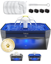 Veken small pet water fountain blue front view showing compact design for quiet hydration