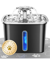 Veken stainless steel cat fountain top view highlights hygienic hydration for pets.