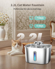 Vekonn cat fountain stainless steel durable build resists stains and odors.