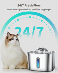Vekonn cat fountain stainless steel flower-spout offers gentle flowing water.