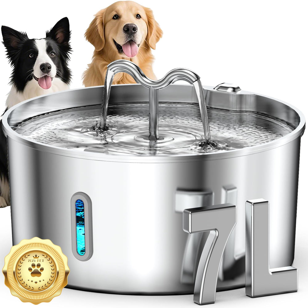 Vekonn dog water fountain 7L capacity, stainless steel, perfect for large dogs and multi-pet homes