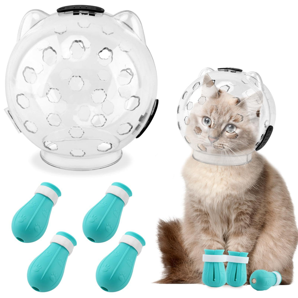 Velarionna cat muzzle transparent hood view supports clear vision during grooming sessions.