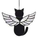Velasyart angel rainbow wing cat suncatcher in window glow, creating warm glow for cozy spaces.