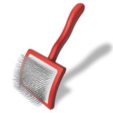 Velupet Zoom dog slicker brush handle shows comfortable grip for extended grooming