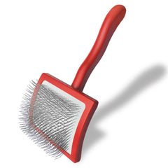 Velupet Zoom dog slicker brush handle shows comfortable grip for extended grooming