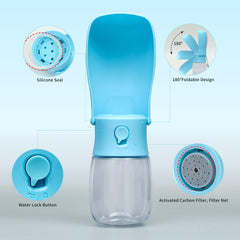 VEPOUYU dog water bottle with activated carbon filter for clean hydration