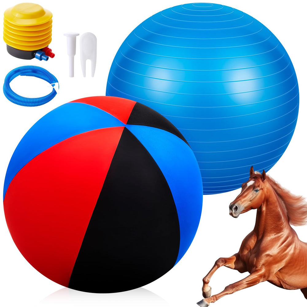 VercanMonth 30-inch blue ball image highlighting engaging exercise for horses.