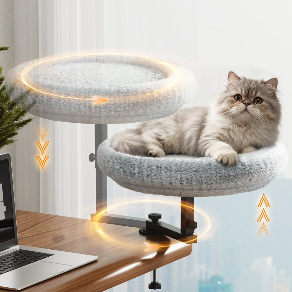 VERIFOST cat bed desk rotation shows close companionship while you work