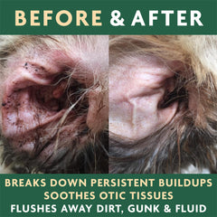 Vet Organics EcoEars dog ear cleaning action supports reducing odor and wax buildup.