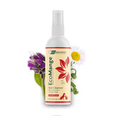 Vet Organics EcoMange bottle spray demonstrates easy application and quick skin relief.