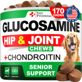 Vet Promise Advanced Glucosamine for Dogs packaging showing senior joint support.