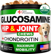 Vet Promise Glucosamine for Dogs bottle showing joint support text