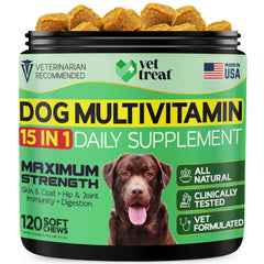 Vet Treat dog multivitamin chews bottle for daily wellness