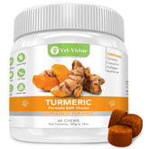 VET-VIRTUE turmeric dog chews close-up highlighting joint support potential.