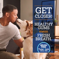 Vetality Twist and Lick dental gel peanut-butter-label highlights tasty flavor that dogs love.