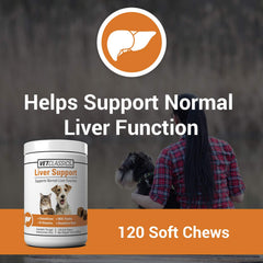 Vet Classics liver support soft chews close-up; palatable texture for easy supplementation