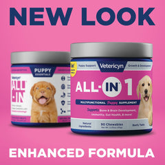 Vetericyn All-in 1 puppy supplement digestive enzymes graphic for better absorption