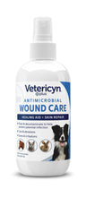 Vetericyn Plus Dog Wound Spray packaging highlights vet-approved first aid for animals.