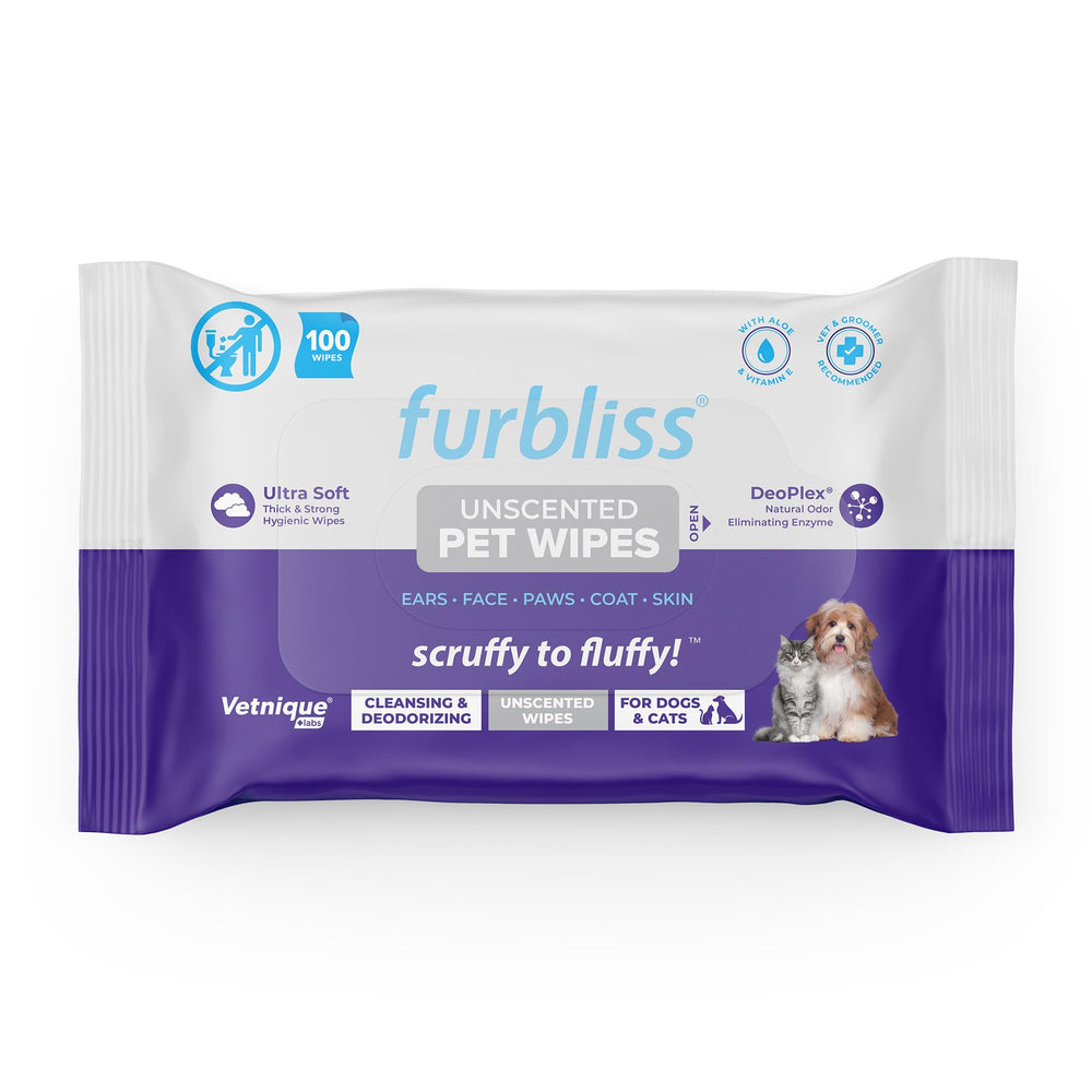 Vetnique Furbliss hygienic pet wipe pack for quick, hygienic grooming.