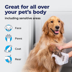 Vetnique Furbliss wipes suited for paws, face, ears, and body.