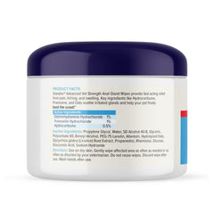 Vetnique Glandex medicated wipes soft cotton material designed for gentle application near irritated areas.