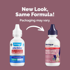 Vetnique Oticbliss bottle-pour demonstrates easy application for ear care.