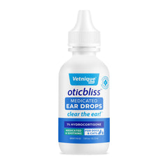 Vetnique Oticbliss ear drops bottle front for dog and cat ear care.