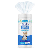 Vetnique Oticbliss ear wipes packaging shown for easy at-home ear care